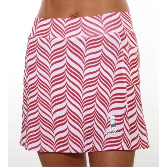 RUNNING Skirts Small Athletic Skort Red White Candystripe Mini Shorts - Picture 1 of 10